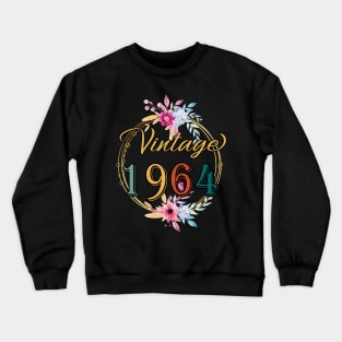 60 Years Old Gifts Vintage 1964 Floral 60th Birthday Party Crewneck Sweatshirt